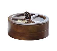 compotier, Bol à fruits Assiette à fruits de bureau, boîte à bonbons créative américaine avec couvercle, assiette à fruits en bois, pomme de pin ronde double couche, boîte à bonbons rotative, plat à f