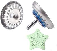CompraFun 2pcs Bouchon Evier Cuisine, Filtre Évier Cuisine Ø80 mm INOX, Crépine Évier Panier de Durable avec 1 Pcs Silicone Filtre Évier, Filtre Evier Universel pour Evier Rapide
