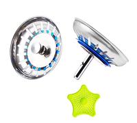 CompraFun 2pcs Bouchon Evier Cuisine, Filtre Évier Cuisine Ø80 mm INOX, Crépine Évier Panier de Durable avec 1 Pcs Silicone Filtre Évier, Filtre Evier Universel pour Evier Rapide