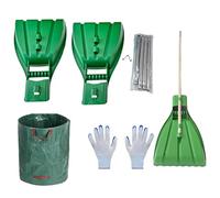 Comprend un râteau à feuilles : outil pour saisir les feuilles, pelle et griffe pour feuilles, râteau à feuilles, sac de jardin, gants de travail et tige télescopique pour l'application de paquets