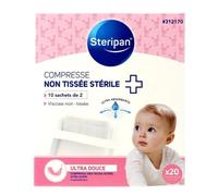 Compresse Non Tissée Stérile - Steripan - Ultra-Douce Bébé - 10 Sachets De 2 Compresses - Ultra Absorbante