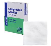 Compresses non tissé stériles Stentil 40 g - 7.5 x 7.5 cm - Boite de 10 sachets de 2