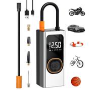 Compresseur à Air Portatif, 150 PSI Gonfleur Électrique sans Fil Mini Compresseur Voiture avec Power Bank 6000mAh, Écran LCD Numérique & LED pour Vélo, Moto, Scooter et Ballons