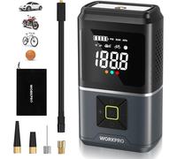 WORKPRO Compresseur à Air Portatif 7,2 V, Gonfleur Pneu Voiture avec Batterie 2500 mAh, Gonfleur Electrique 150PSI(10,3Bar) 4 Modes de Gonflage pour Pneus de Voiture Velo Ballon Moto Matelas Gonflable