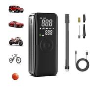 Compresseur à Air Portatif 8000mAh, 150 PSI, Gonfleur de Pneus Sans Fil avec Écran Numérique, Lampe LED et Power Bank - Pompe Électrique pour Voitures, Motos, Vélos et Ballons - Noir