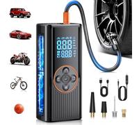 Compresseur à Air Portatif 8000mAh, 150PSI Gonfleur de Pneus Sans Fil pour Voiture, Pompe à Vélo Électrique avec Écran Numérique et Éclairage LED, Adaptée aux Voitures, Motos, Vélos et Ballons, Orange
