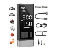 Compresseur à Air Portatif,compresseur 10,3Bar,Pompe à air multifonction à moteur bicylindrique avec 2500 mAh,Kit d'urgence pour véhicules lourds,pick-ups,moto,Avec LED et fonction d'arrêt automatique