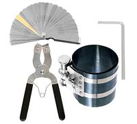 Compresseur à anneau de piston de 3 pouces de Swpeet 4Pcs et pinces d'enlèvement d'outil d'installation de piston réglable avec clé et kit d'assortiment de jauge de sens en acier inoxydable