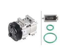 Compresseur Climatisation 12 V Ø 143,5 mm HELLA 6 nervures R 1234yf