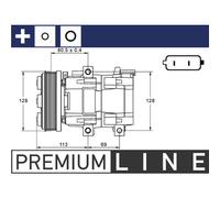 Compresseur Climatisation Keilrippenriemenscheibe 129mm MAHLE pour Ford Mondeo