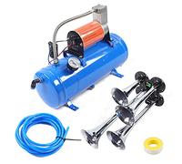 Compresseur d'air 12 V avec 4 trompettes Train Kit klaxon 150 PSI avec réservoir 6 l pour véhicules moteurs de voiture, vélo, pneus, ballons, jouets et bateaux Bleu