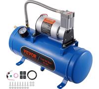 compresseur d'air 12 V avec réservoir 6 L, kit de compresseur d'air à corne de tirage, pression de travail 90-120 psi, système de compresseur d'air intégré pour klaxon d'air de tirage, gonflage de pne