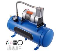 compresseur d'air 12 V avec réservoir de 6 L - Kit de compresseur d'air à corne de traction - 90-120 psi de pression de travail - Système de compresseur d'air intégré pour klaxon de traction - Pompage