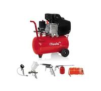 Compresseur d'air ITOOLS à huile 24L 8 bar 115 PSI Silencieux 2CV 1.5KW + 5 accessoires