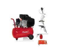 ITOOLS - Compresseur d'air 24 Litres 8 bar 2CV 1.5KW 115 PSI + Kit Air comprimé 5 Pièces
