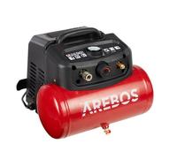 AREBOS Compresseur d'air avec kit d'accessoires 13 pièces Compresseur régulateur mobil Sans huile Arrêt automatique Capacité 6 L