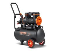 VEVOR Compresseur à Air Silencieux 24 L Réservoir Compresseur d'Air Sans Huile 1450 W 2 CV 5,7 m3/h à 6,2 bar 70 dB pour Réparation Automobile Gonflage Pneus Peinture au Pistolet Clouage Menuiserie
