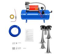 Compresseur d'air comprimé pour voiture 12 V 6 l Compresseur d'air comprimé avec 4 tubes Corne Compresseur d'air mobile et compact | Avec tuyau de 3,8 m | max. 150 psi