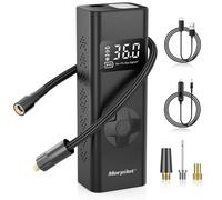 Compresseur d'air Portable 7800 mAh, Morpilot 150PSI Gonfleur avec Batterie Rechargeable, Double écran LCD numérique, 3 Buses différentes, Pompe électrique pour vélo, Voiture, Moto, Ballons