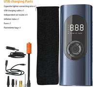 Compresseur d'air portable Gonfleur de pneus Pompe électrique sans fil à affichage numérique avec éclairage LED 12V Bleu