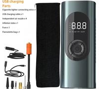 Compresseur d'air portable Gonfleur de pneus Pompe électrique sans fil à affichage numérique avec éclairage LED 12V Noir