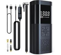 Compresseur d'air portable - MEDIA WAVE STORE - Mini compresseur - Rechargeable - Écran LCD - Lampe LED SOS