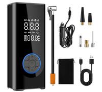 Compresseur d'air portable pour voiture, pompe à pneu 6000 mAh filaire/sans fil, double alimentation 150 psi, gonfleur de pneu numérique sans fil, double valeur, pompe à pneu pour voiture, moto, vélo