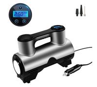 Compresseur d'air portatif de gonfleur de Pneu de Voiture numérique lumière LED compresseur d'air à 3 Buses d'arrêt Automatique pour Le Moteur de vélo de Voiture (Modèle Filaire et Affichage
