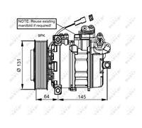 NRF Compresseur de climatisation 32821 pour Mercedes-Benz Axor 6.374 2002-2004 avec huile PAG