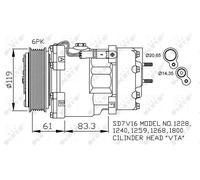 Compresseur de climatisation PAG 46 32198 NRF pour CITROËN PEUGEOT LANCIA FIAT