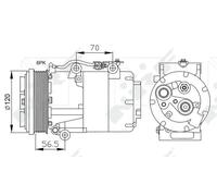 Compresseur de climatisation PAG 46 32250 NRF pour FORD VOLVO