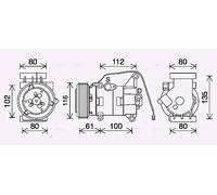 Compresseur de climatisation R 134a MZAK290 AVA QUALITY COOLING pour MAZDA 2