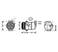Compresseur de climatisation R 134a OLAK428 AVA QUALITY COOLING pour OPEL