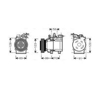 Compresseur de climatisation R 134a PAG 46 HYAK197 AVA QUALITY COOLING pour KIA