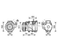 Compresseur de climatisation R 134a PAG 46 TOAK611 AVA QUALITY COOLING