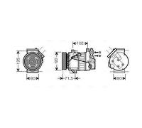 Compresseur de climatisation R 134a RTAK393 AVA QUALITY COOLING pour RENAULT