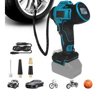 Compresseur sans fil pour batterie Makita 18 V, pompe à air 11 bar, 160 psi, portable, avec arrêt automatique et manomètre, compresseur d'air avec câble d'alimentation de voiture 12 V pour voiture