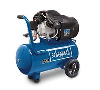 Compresseur Scheppach HC52DC (2200 watts, 50 L, 8 bar, puissance d'aspiration 412 L/min, limiteur de pression, lubrification à l'huile, vérin double)