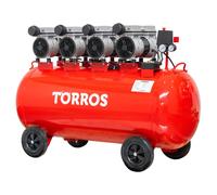 Compresseur silencieux sans huile cuve 200 L 3 kW / 4 Ch 560 L/min 10 bar 81 dB(A) 230V Torros TC2004010MS