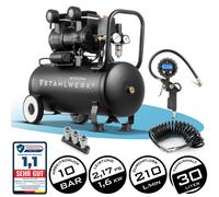 Compresseur STAHLWERK 10 bar Kit d'air comprimé Tuyau spiralé Remplisseur de pne