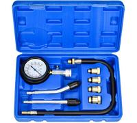 Compressiomètre moteur essence 0-20 bar / 0-300 psi - kit complet avec adaptateurs M10 M12 M14 M18 en cuivre plaqué