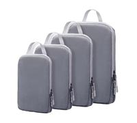 Compression Packing Cubes, Travel Luggage, Reusable Vacuum Carry Bags, Space Saving Design, Compact Zippers 4 Piece Set Gray Blue, for Suitcase, Flight, Camping & Vacation Packing