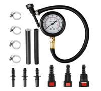 Compression Tester - 25cm Universal Precise Diagnostic Tool, 0-100 PSI Pressure Tester Kit Adapters, 6 Connectors Hose Set, Oil Pressure Gauge, For Car Truck Motorcycle