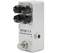 Compressor Pedal Guitare Effet Metal Argent Mini 4 Contrôles - Compression transparente avec réglage d’attaque interne, son rétro poussé, idéal bassistes et guitaristes