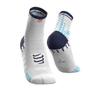 COMPRESSPORT Homme Pro Racing Socks V3.0 High Chaussette Running, Blanc/Bleu, 42-44 EU