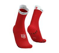 Chaussettes compressport pro racing socks v4 0 run high rouge blanc