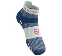 Compressport - Pro Racing Socks V4.0 Run Low - Chaussettes de running - T3 - EU: 42-44 - dress blues / sugar swizzle / fluo red