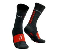 Chaussettes compressport pro racing socks winter run noir rouge