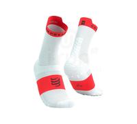 Chaussettes Compressport Pro Racing v4.0 Run High blanc rouge brillant - T2