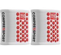 Compressport - Serre-Poignet Multisport - Sweatbands 3D.Dots - Serre-Poignet Anti-Transpiration - Propriétés Ultra-Absorbantes - Fibres à Séchage Rapide, Blanc/Rouge, Taille Unique (Lot de 2)